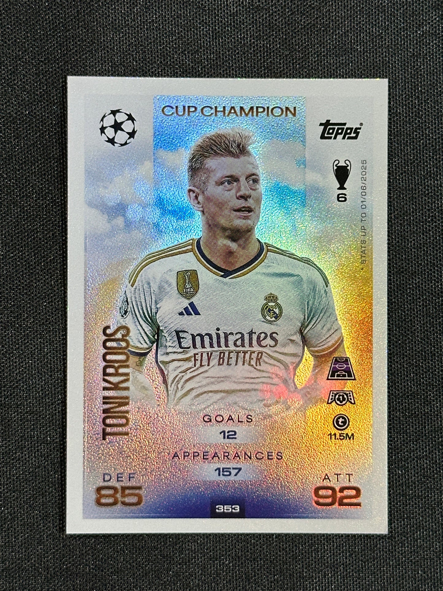 353 Toni Kroos Real Madrid Cup Champion - Topps Match Attax 2025/26