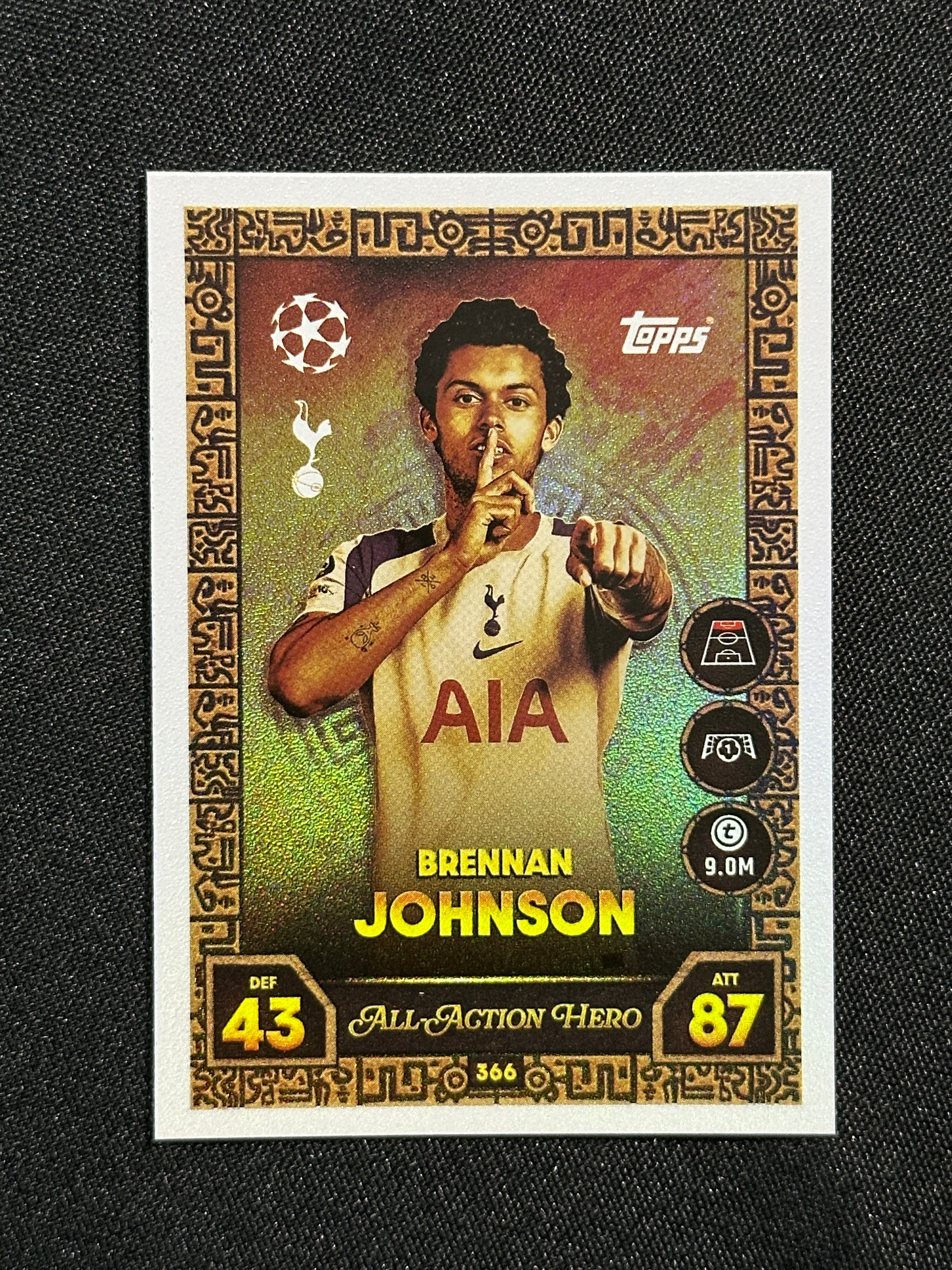 366 Brennan Johnson Tottenham Hotspur All-Action Hero - Topps Match Attax 2025/26