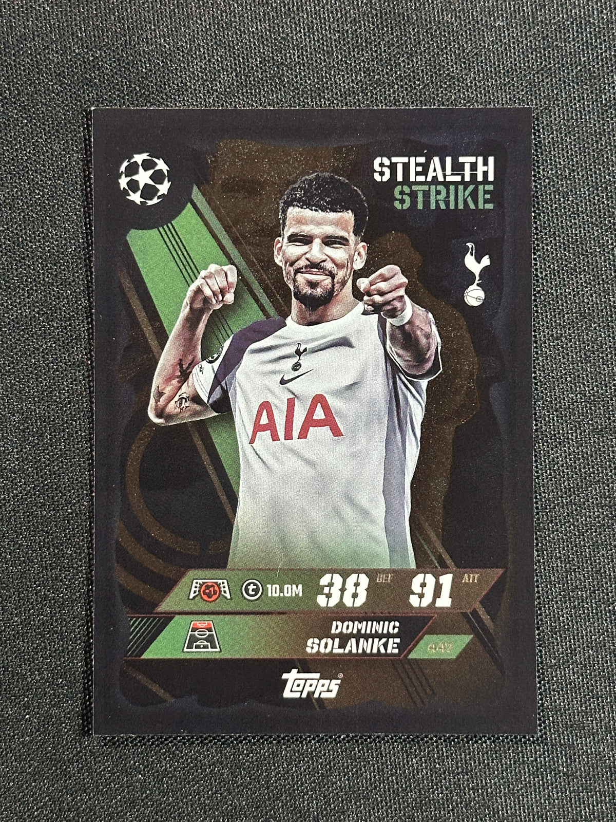447 Dominic Solanke Tottenham Hotspur Stealth Strike - Topps Match 