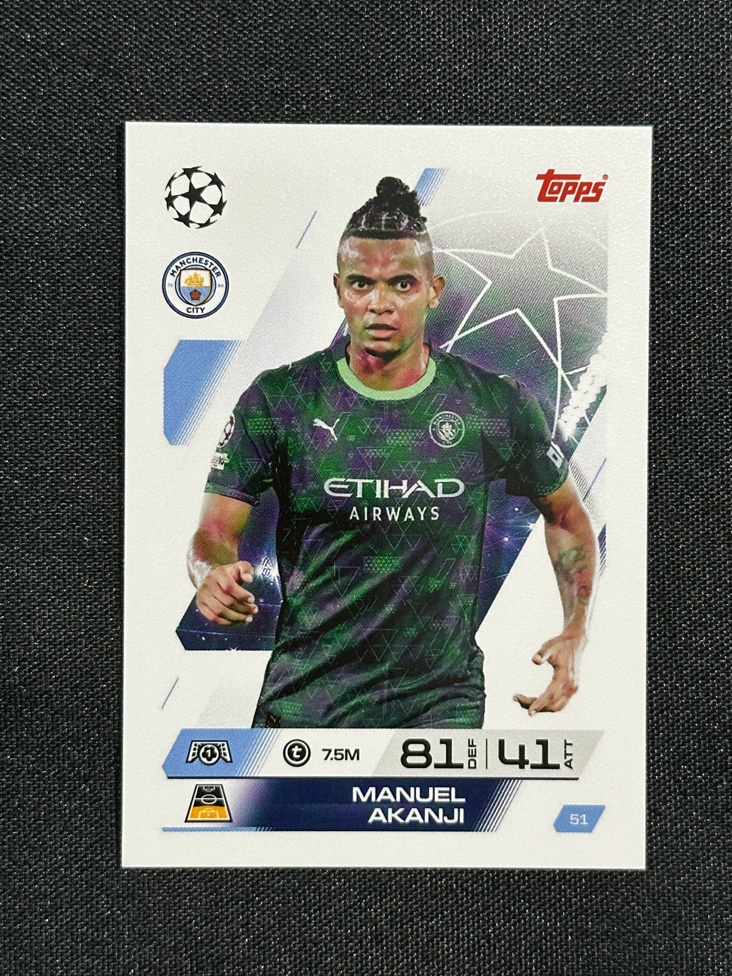 51 Manuel Akanji Manchester City Base - Topps Match Attax 2025/26