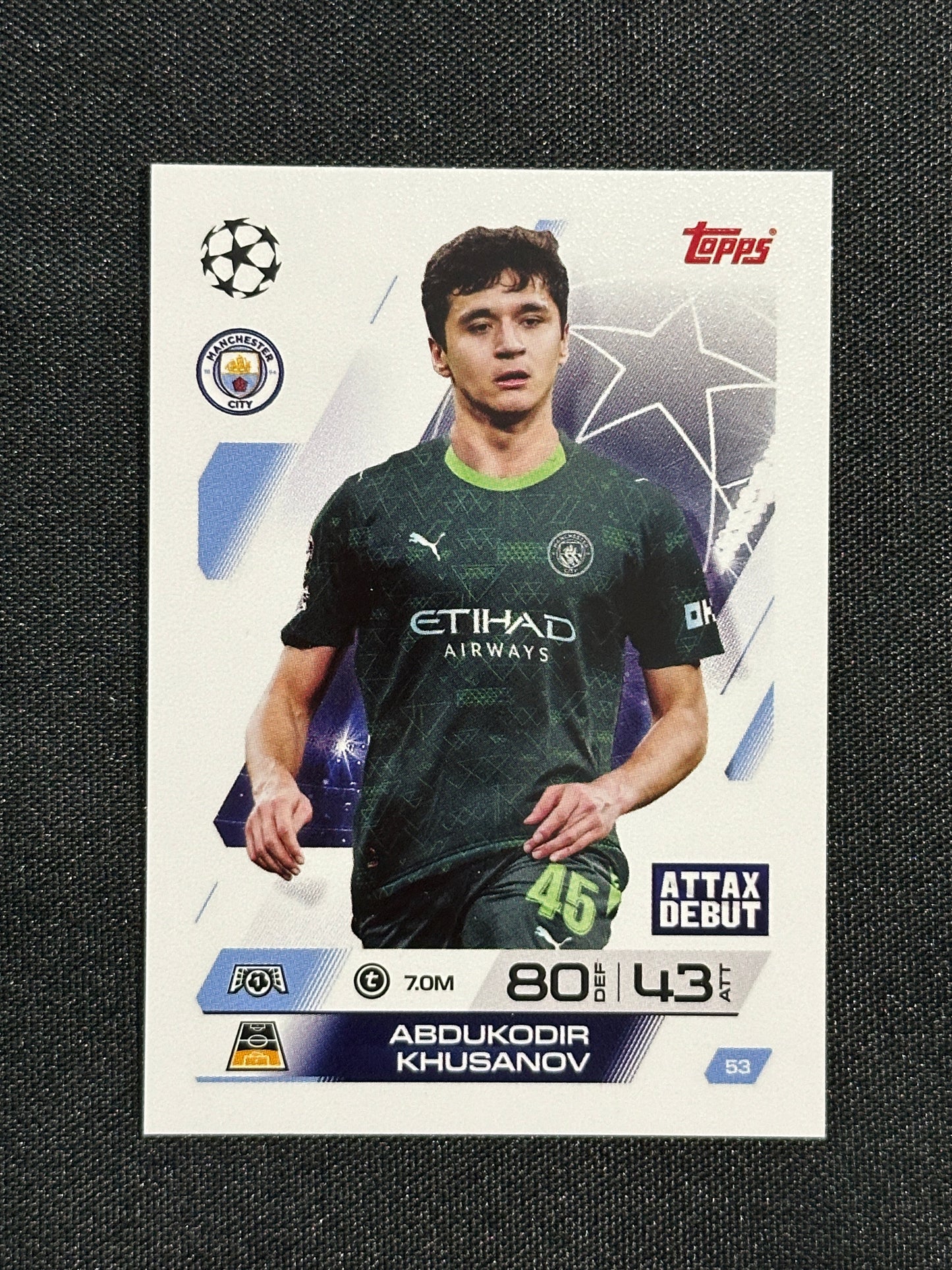53 Aboukodir Khusanov Manchester City Base - Topps Match Attax 2025/26