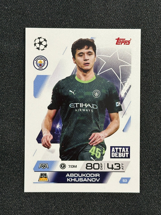 53 Aboukodir Khusanov Manchester City Base - Topps Match Attax 2025/26