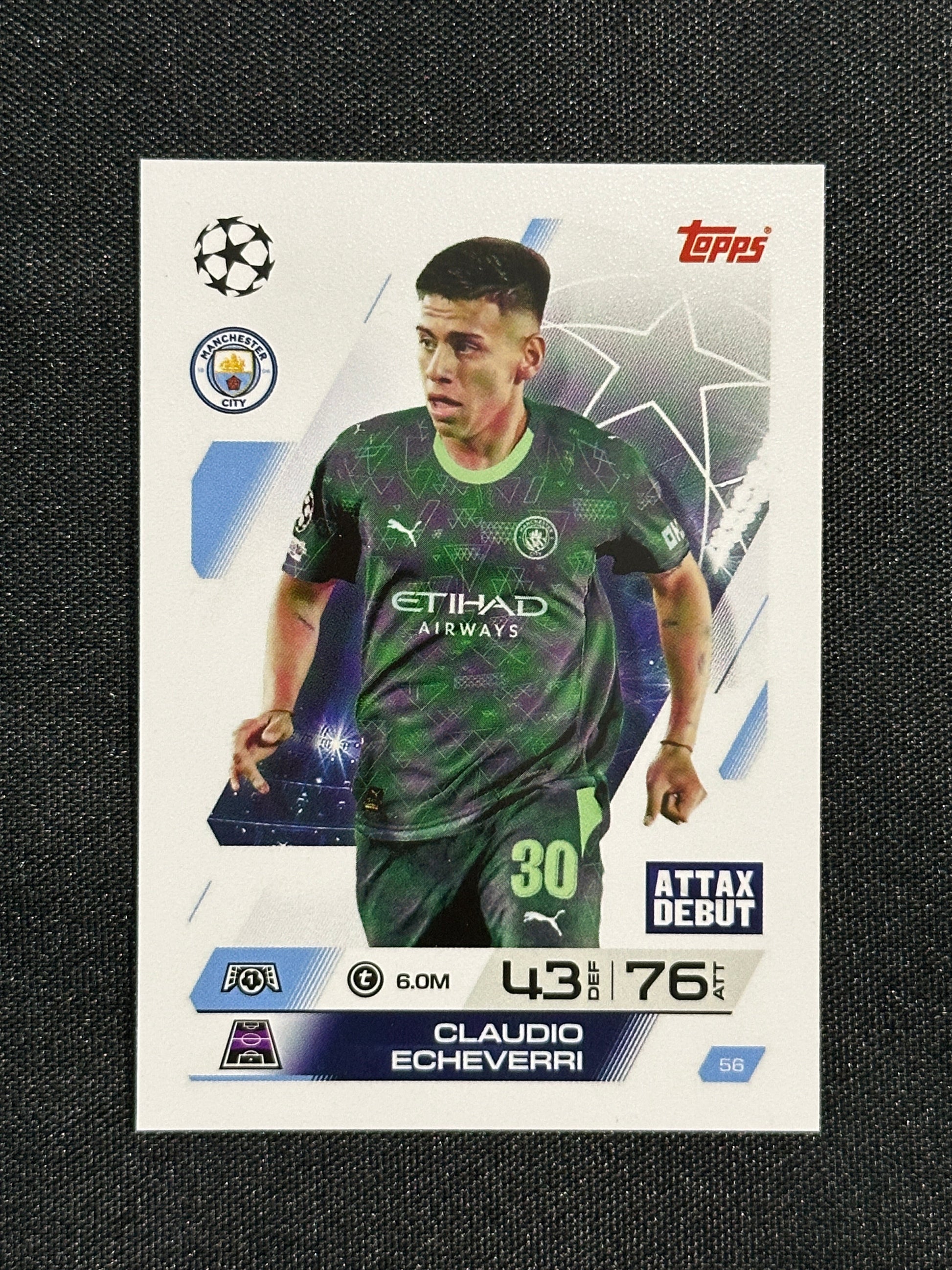56 Claudio Echeverri Manchester City Base - Topps Match Attax 2025/26