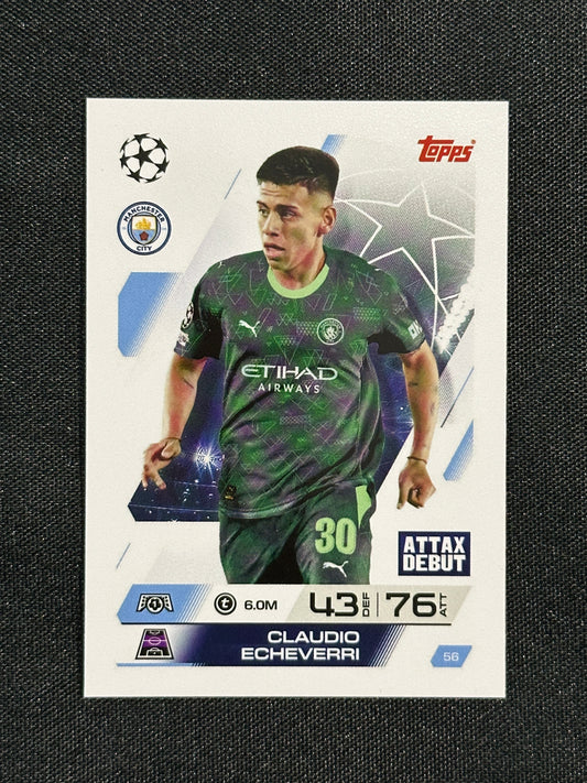 56 Claudio Echeverri Manchester City Base - Topps Match Attax 2025/26