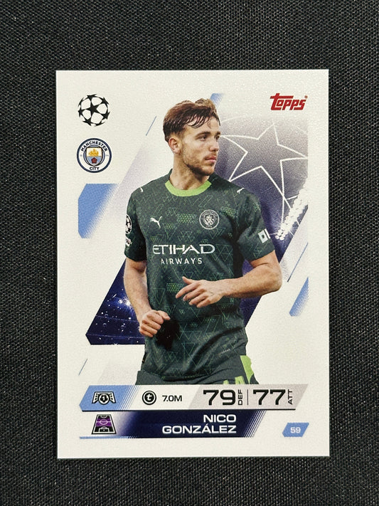 59 Nico González Manchester City Base - Topps Match Attax 2025/26