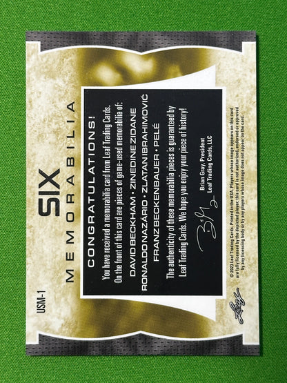 6 Player Game-Used Memorabilia 09/30 - Beckham/R9/Beckenbauer/Zidane/Ibrahimovic/Pele - Leaf Ultimate Soccer 2022 3