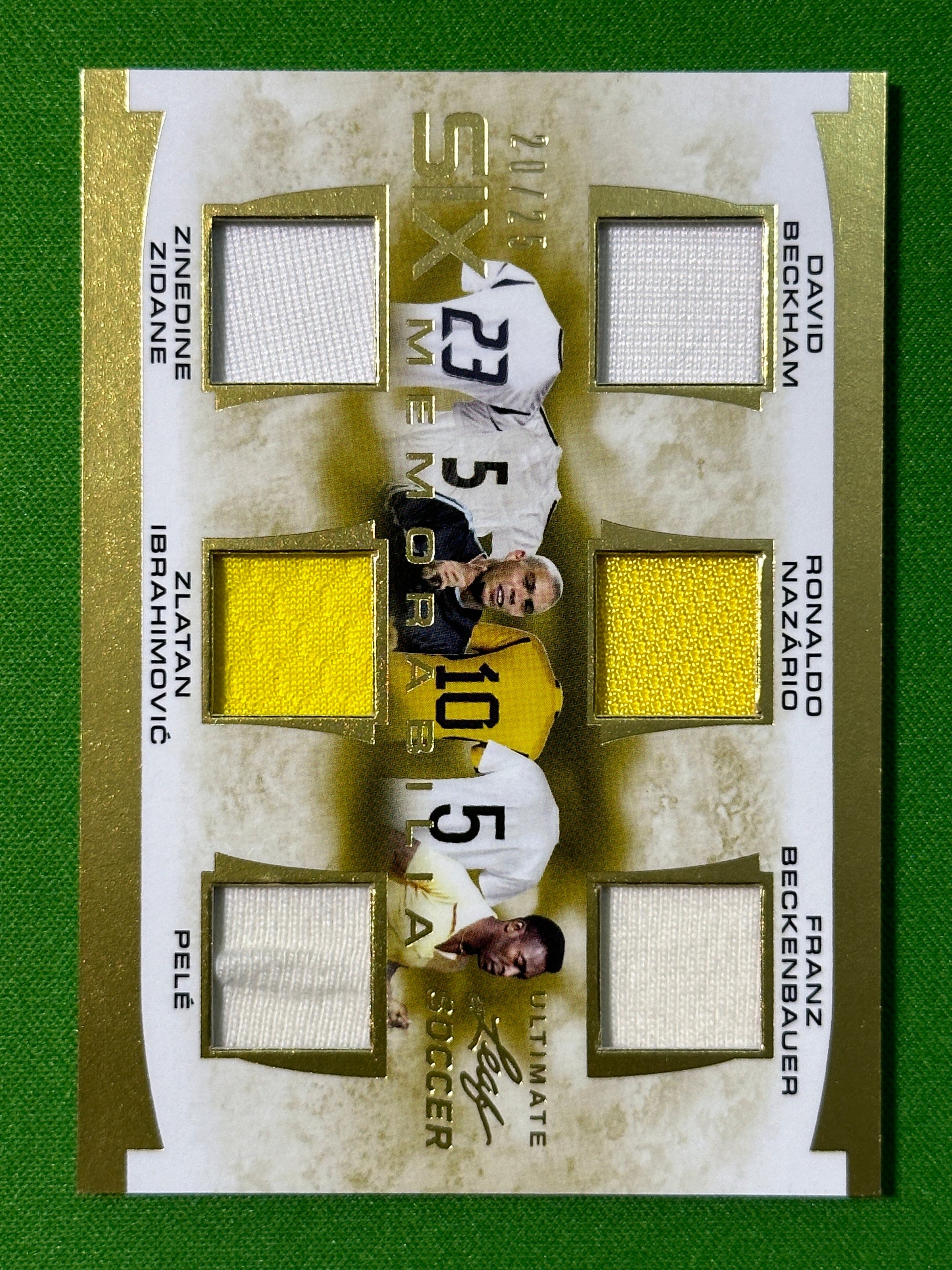 6-Player-Game-Used-Memorabilia-20-25-Beckham-Ronaldo(R9)-Beckenbauer-Zidane-Ibrahimovic-Pele-Leaf-Ultimate-Soccer-20222