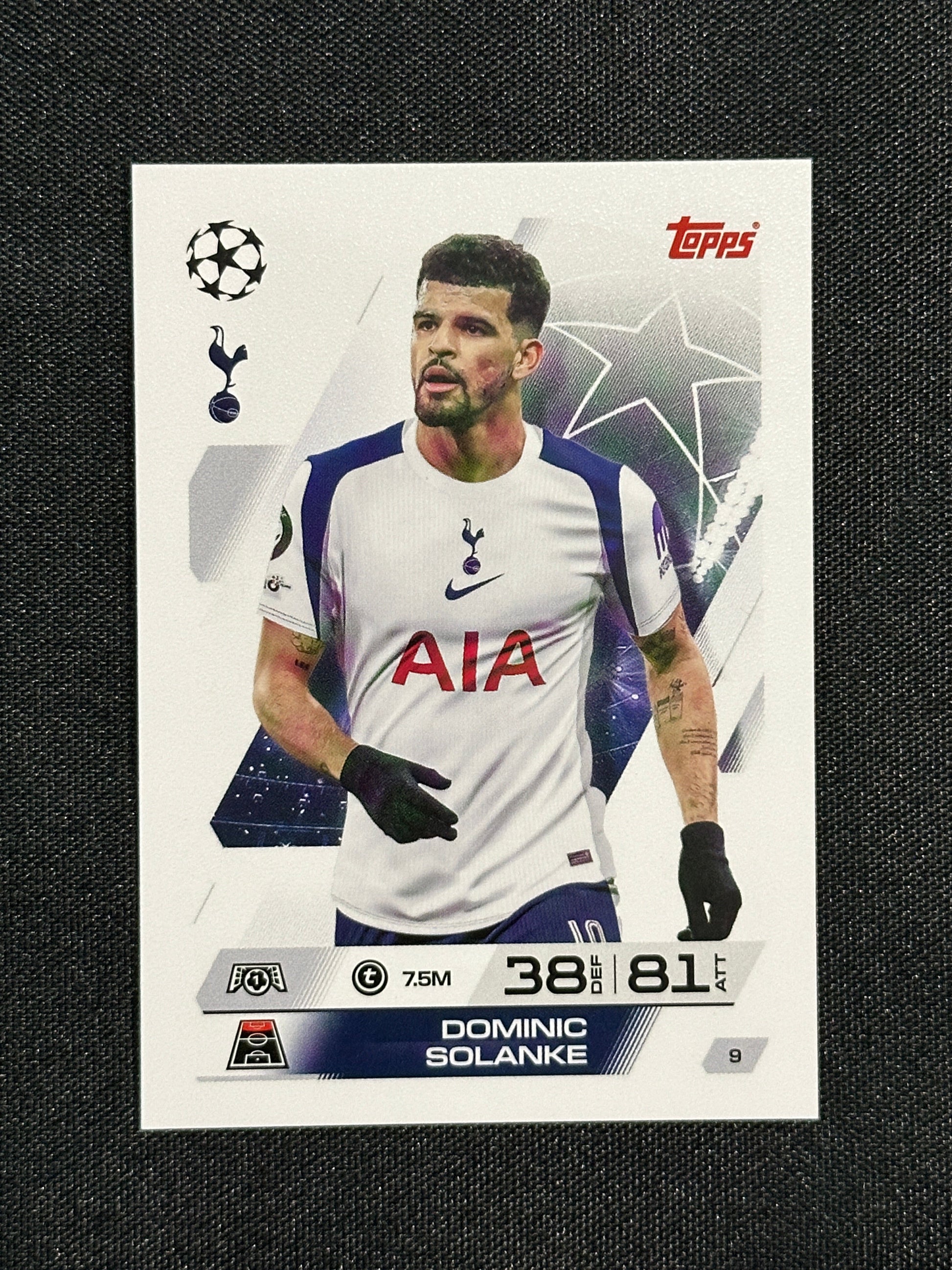 9 Dominic Solanke Tottenham Hotspur Base - Topps Match Attax 2025/26