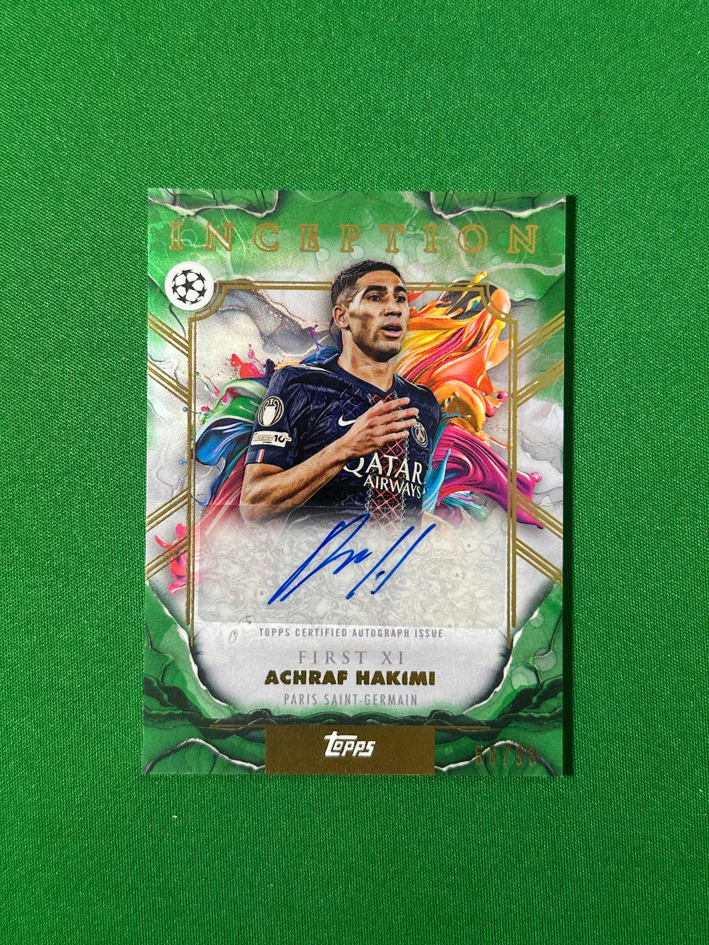 Achraf Hakimi Autograph 56/99 Paris Saint-Germain Topps PL Inception 2025/26 football card