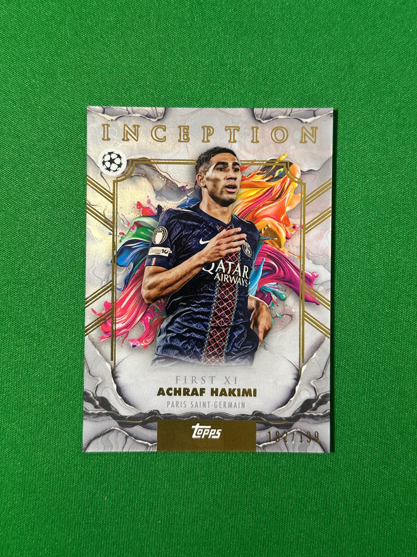 Achraf Hakimi Parallel 182/199 Paris Saint-Germain Topps PL Inception 2025/26 football card