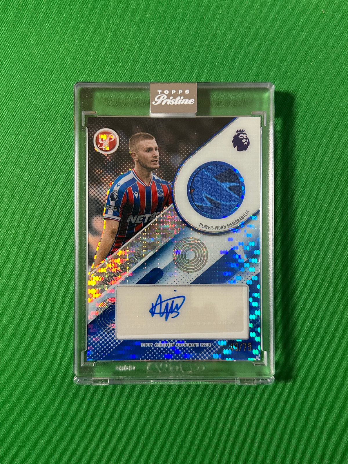 Adam Wharton Autograph Relic 49/75 Crystal Palace Topps PL Pristine 2025/26 football card