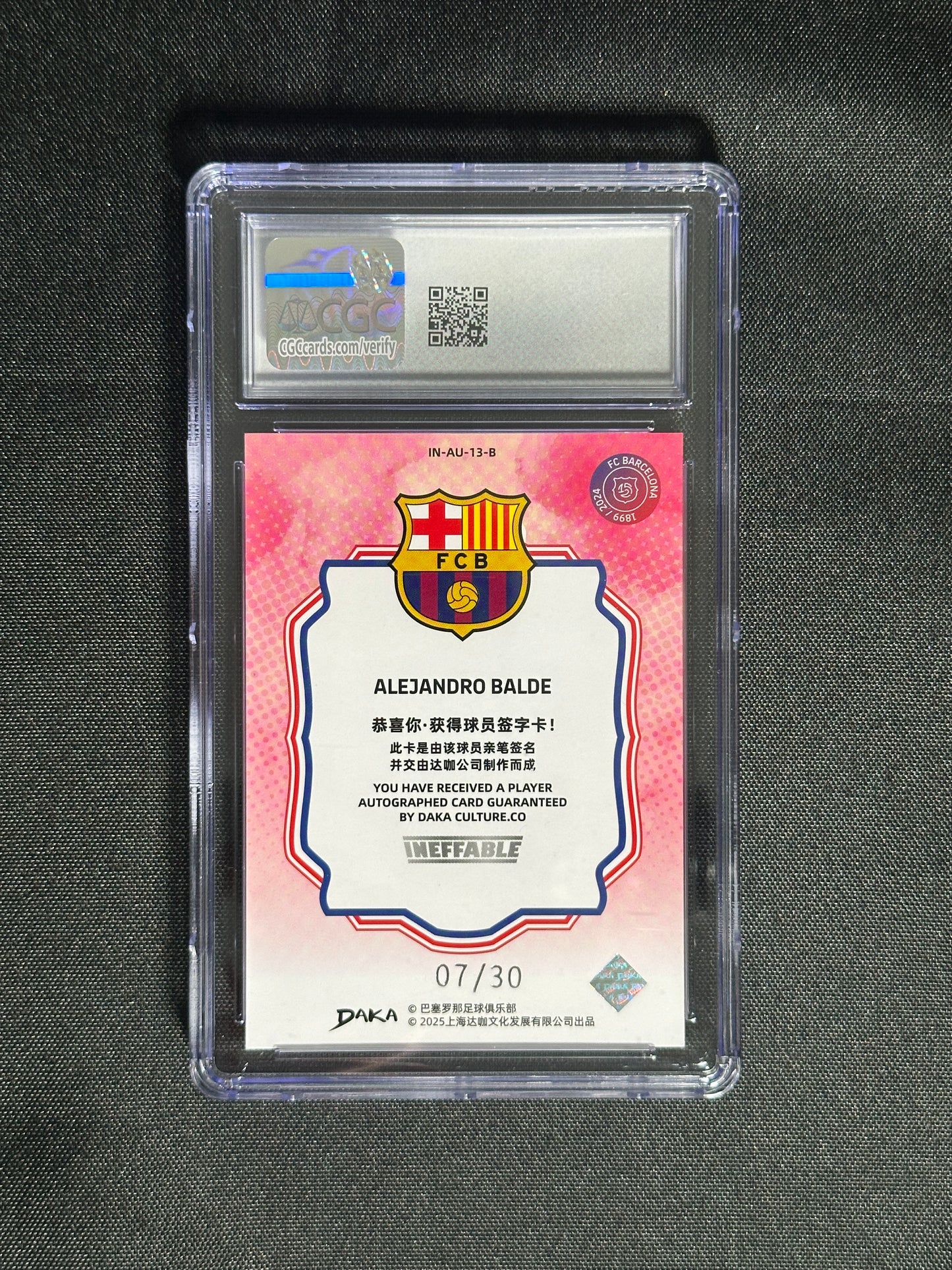 Alejandro Balde On-Card Autograph 7/30 - DAKA Barcelona 2024/25