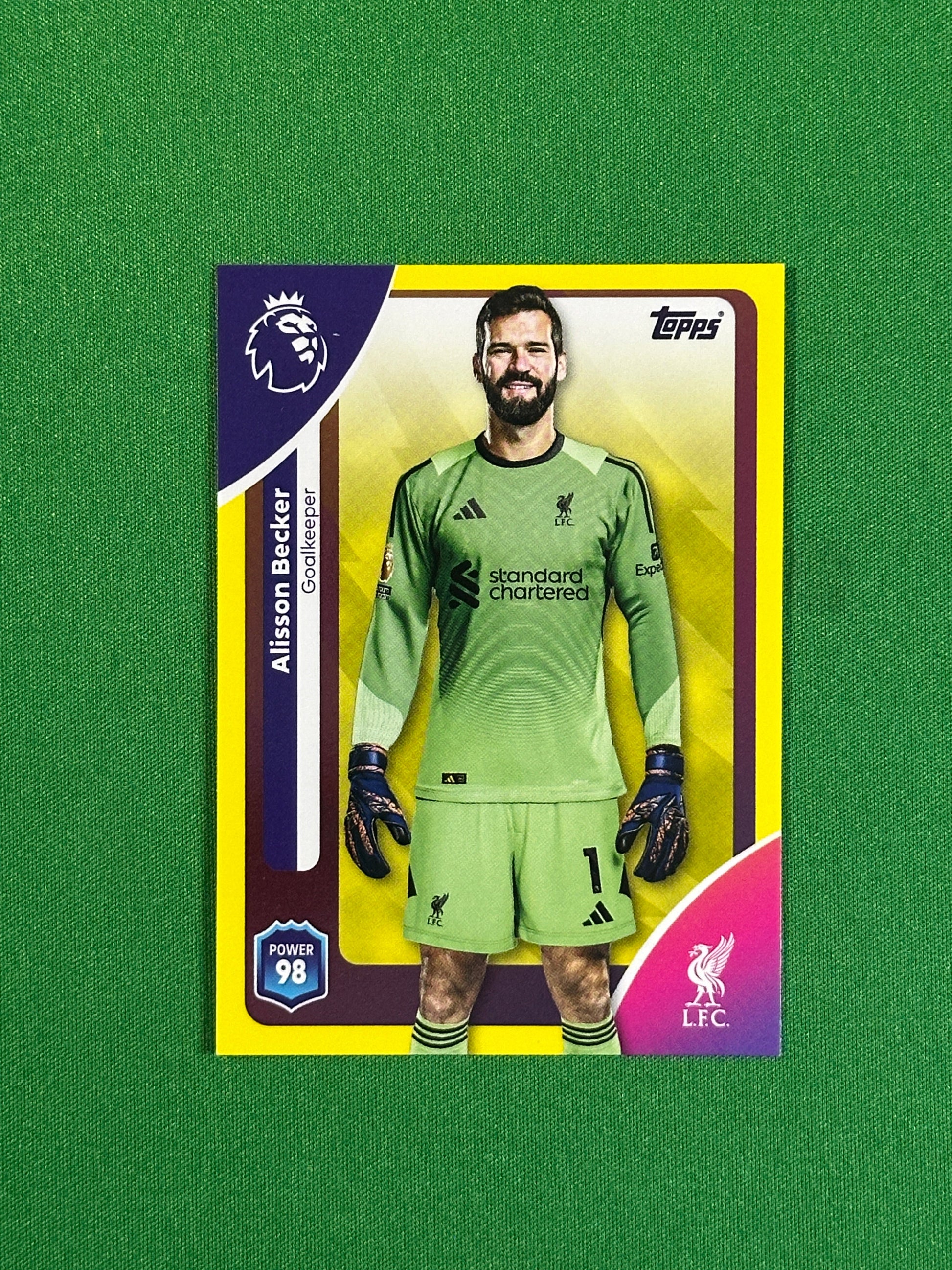 Alisson Becker Yellow Parallel Base - Topps Premier League 2026