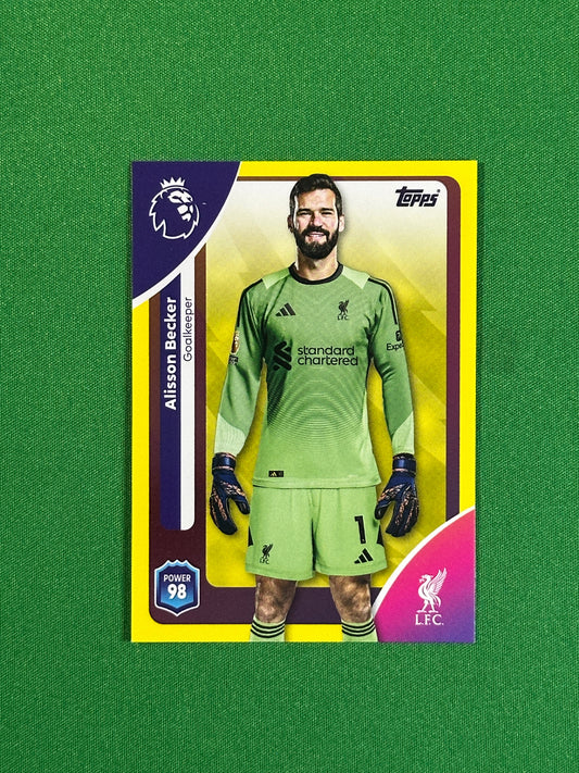 Alisson Becker Yellow Parallel Base - Topps Premier League 2026