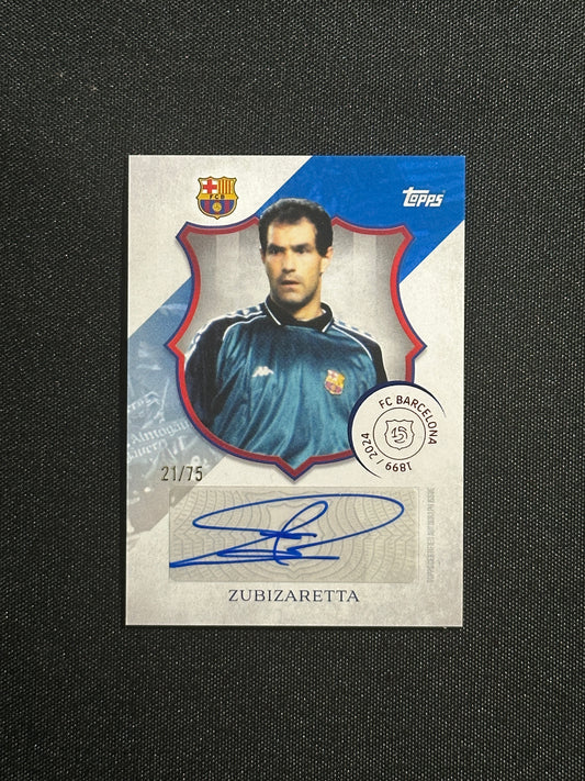 Andoni Zubizarreta Autograph 21/75 - Topps Barcelona 125