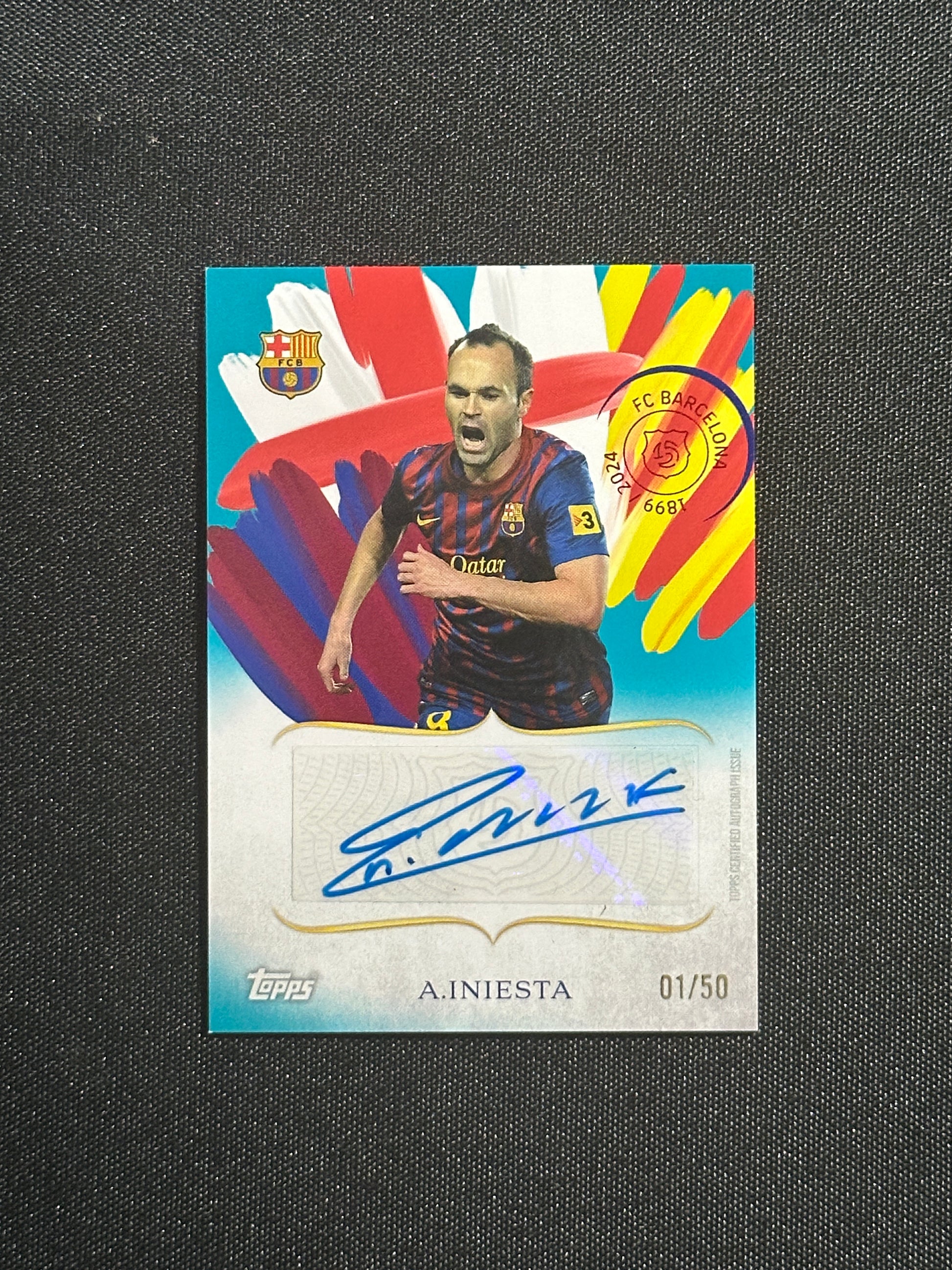 Andres Iniesta Autograph 01/50 - Topps Barcelona 125