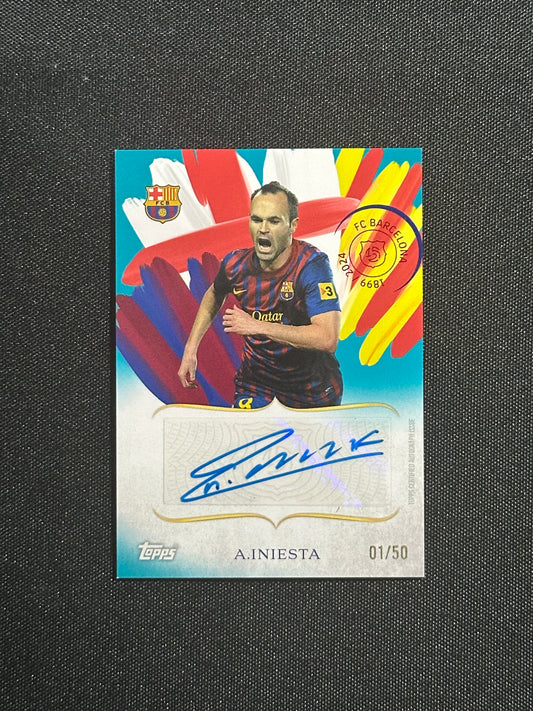 Andres Iniesta Autograph 01/50 - Topps Barcelona 125