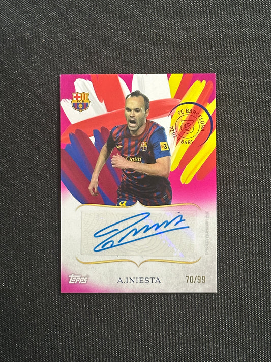 Andres Iniesta Autograph 70/99 - Topps Barcelona 125