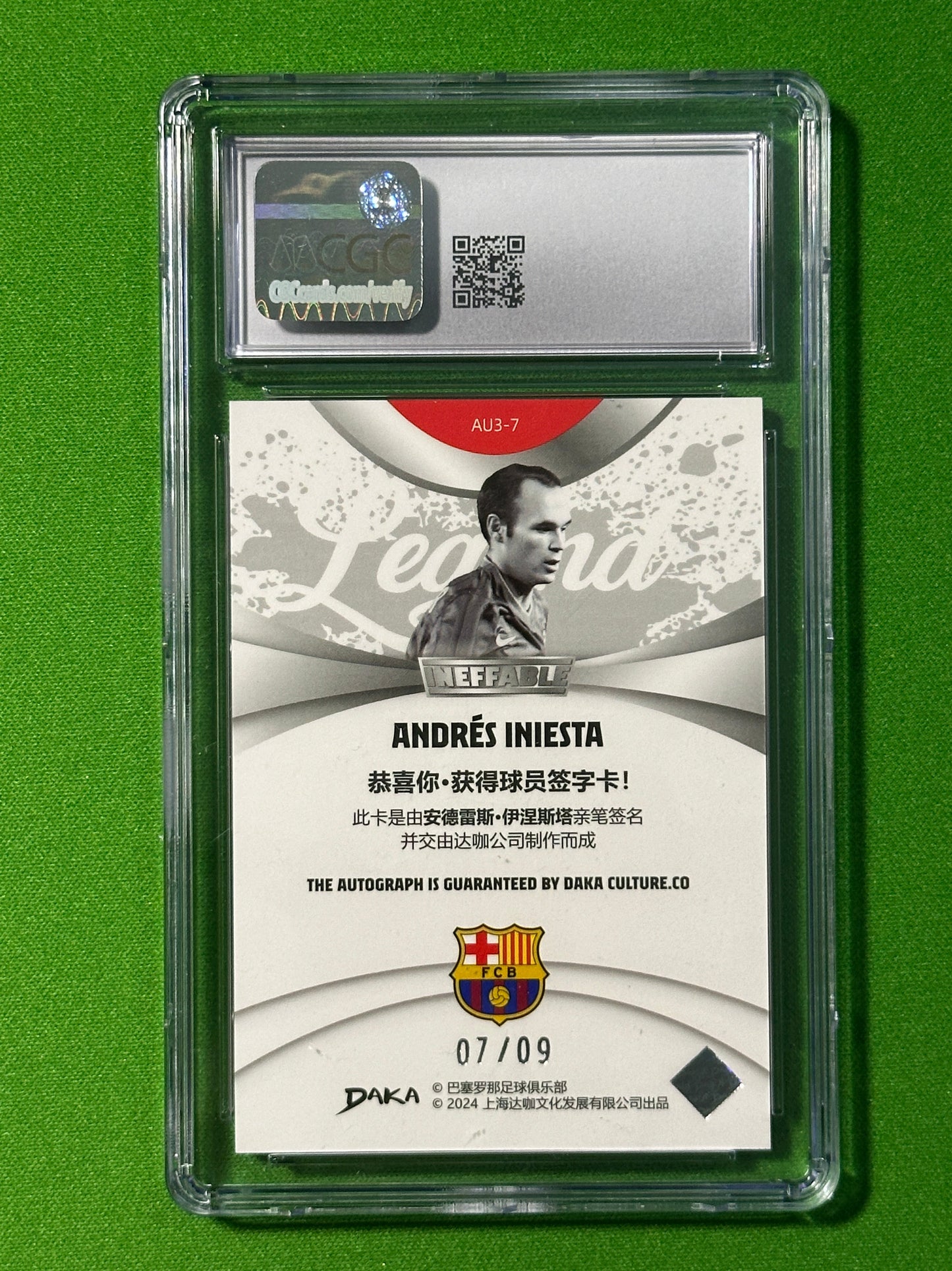 Andres Iniesta On-Card Autograph 07/09 - DAKA Barcelona One & Two 2023-24 - CGC 8
