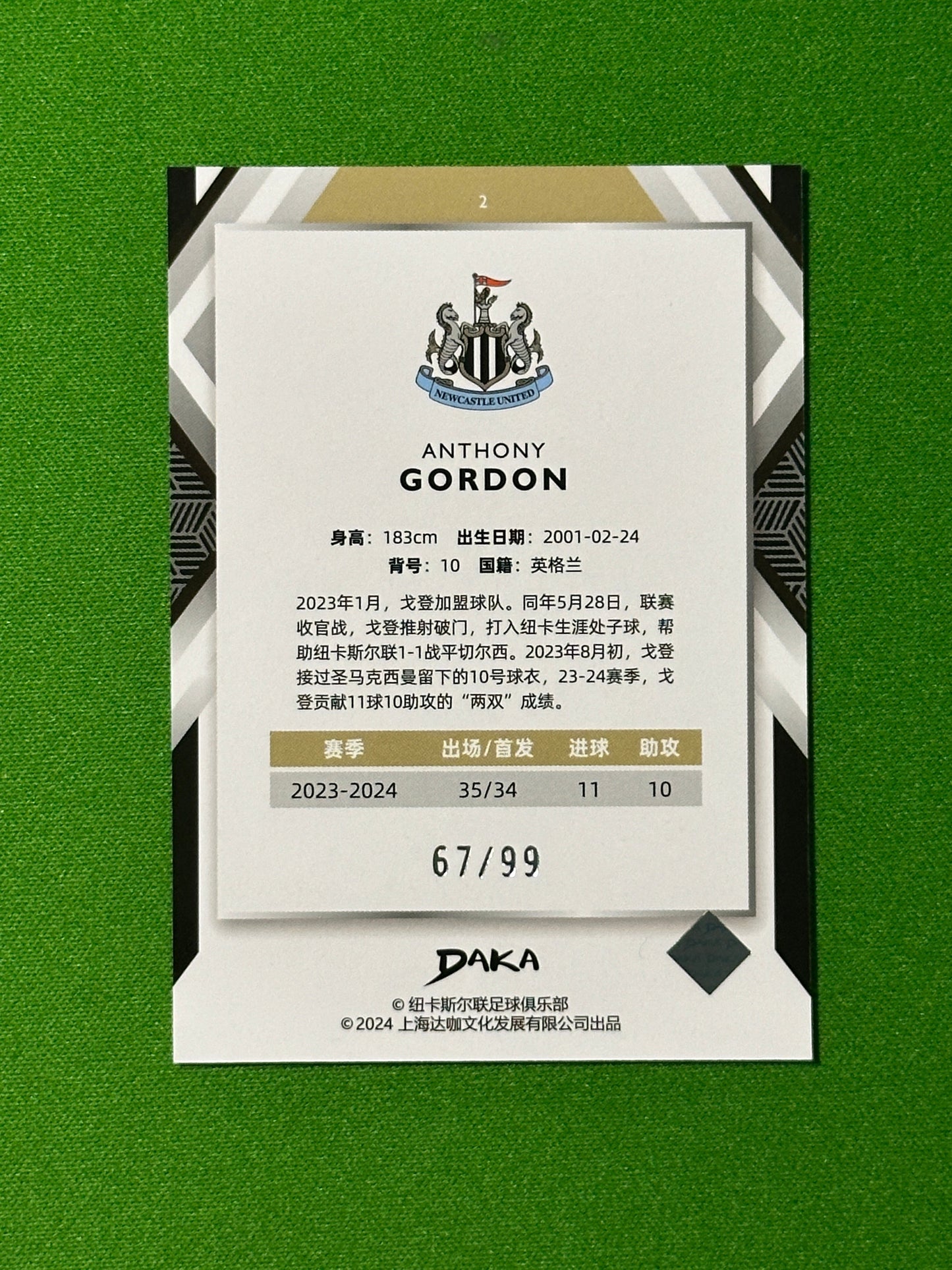 Anthony Gordon 67/99 - DAKA Newcastle 2023-24