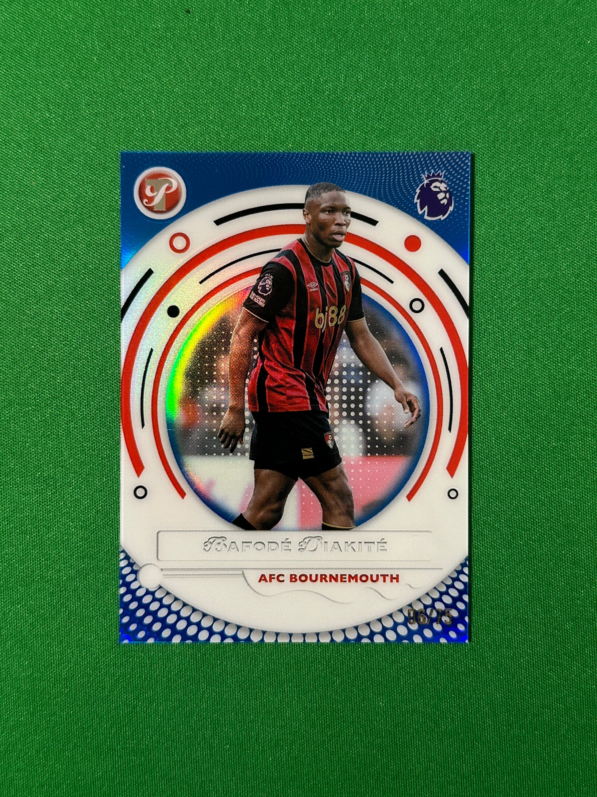 Bafodé Diakité Blue Parallel 06/75 AFC Bournemouth Topps PL Pristine 2025/26 football card