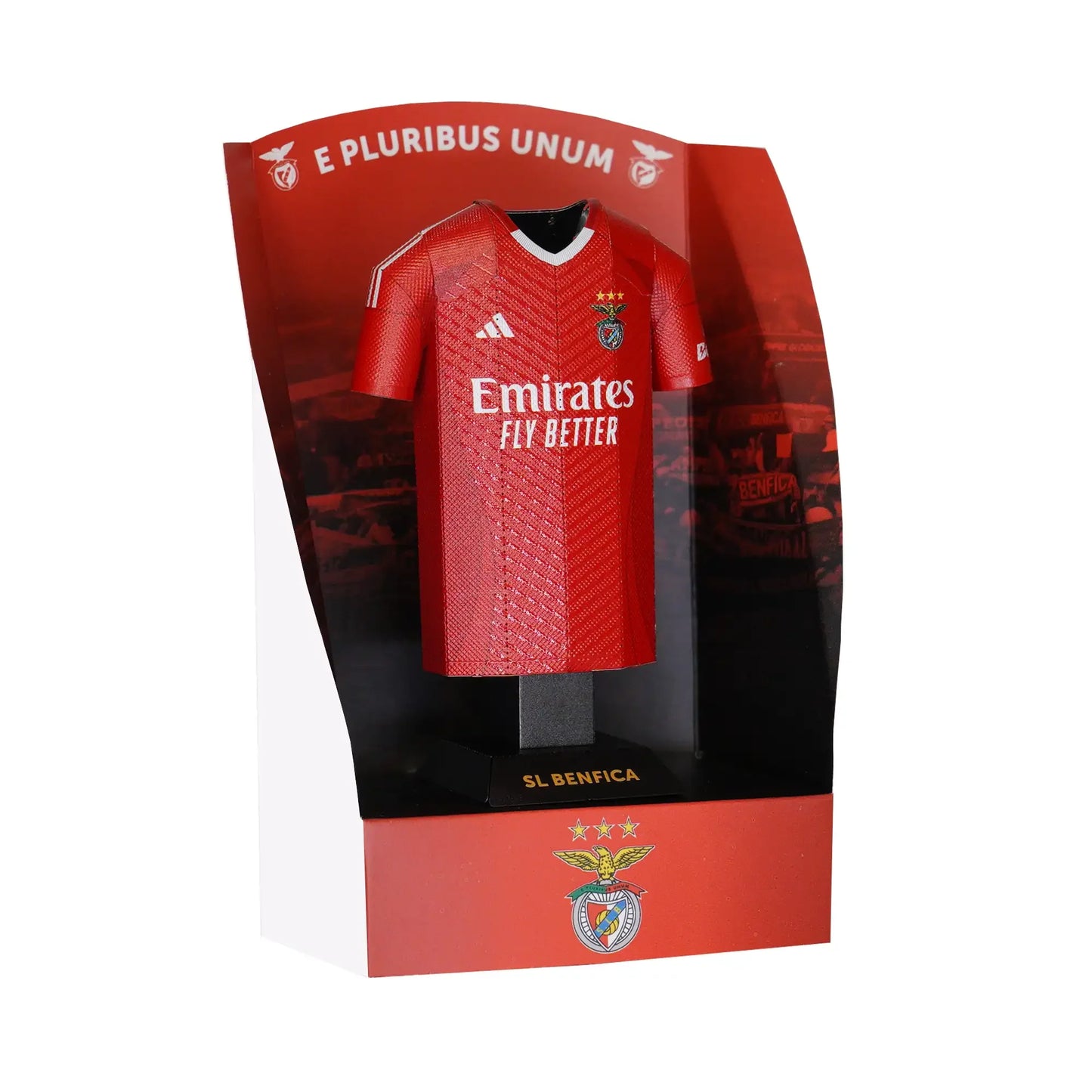 Benfica 24/25 home jersey collectible, made from metal, in Benfica display