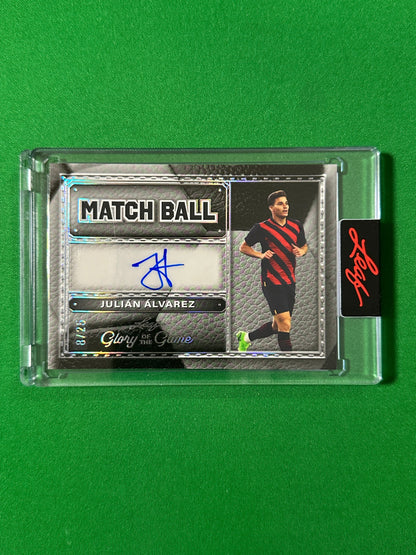 Julián Álvarez Autograph 8/25 Atlético Madrid Leaf Glory of the Game 2026 football card Front