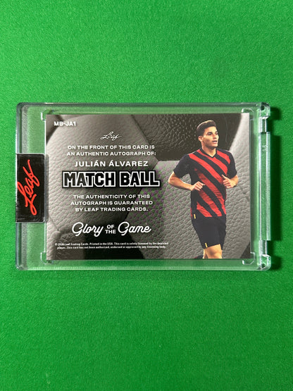Julián Álvarez Autograph 8/25 Atlético Madrid Leaf Glory of the Game 2026 football card back