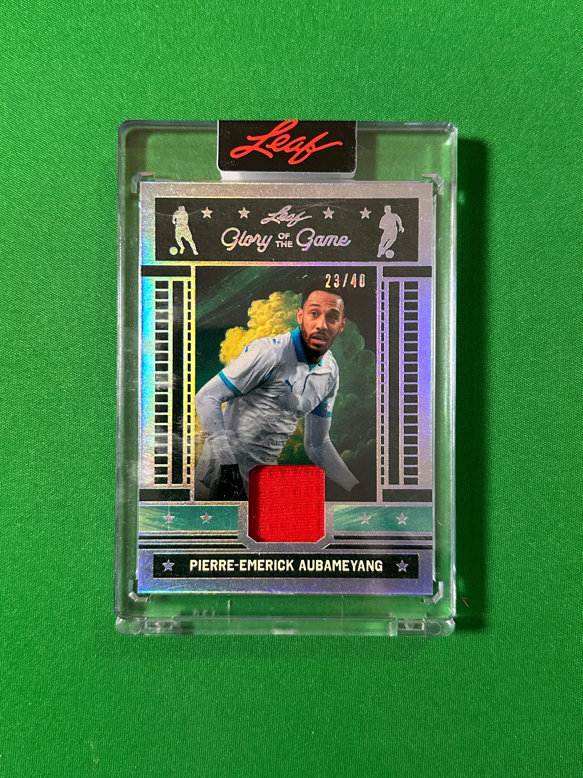Pierre-Emerick Aubameyang Relic 23/40 Gabon Leaf Glory of the Game 2026 football card Front