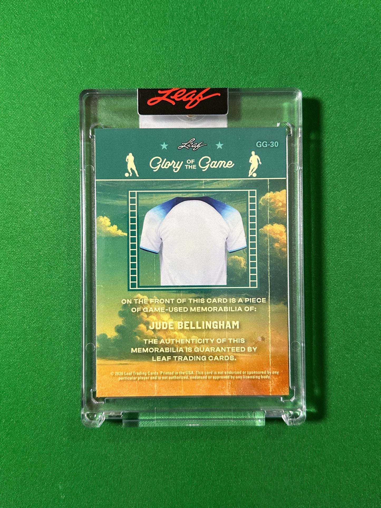 Jude Bellingham Relic 2/2 England Leaf Glory of the Game 2026 football card back