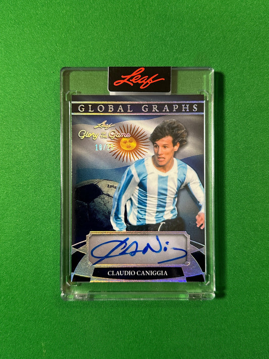 Claudio Caniggia Autograph 10/15 Argentina Leaf Glory of the Game 2026 football card Front