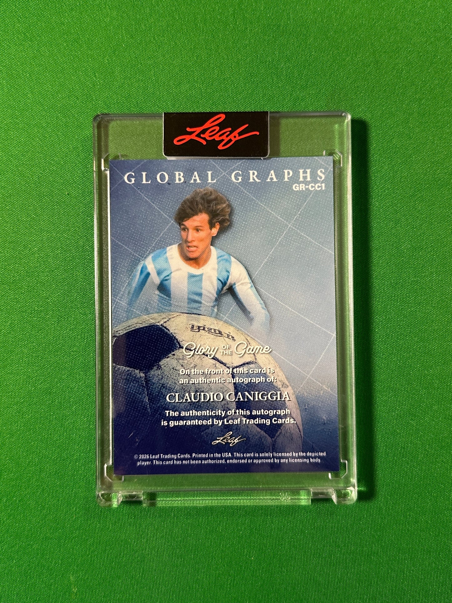Claudio Caniggia Autograph 10/15 Argentina Leaf Glory of the Game 2026 football card back