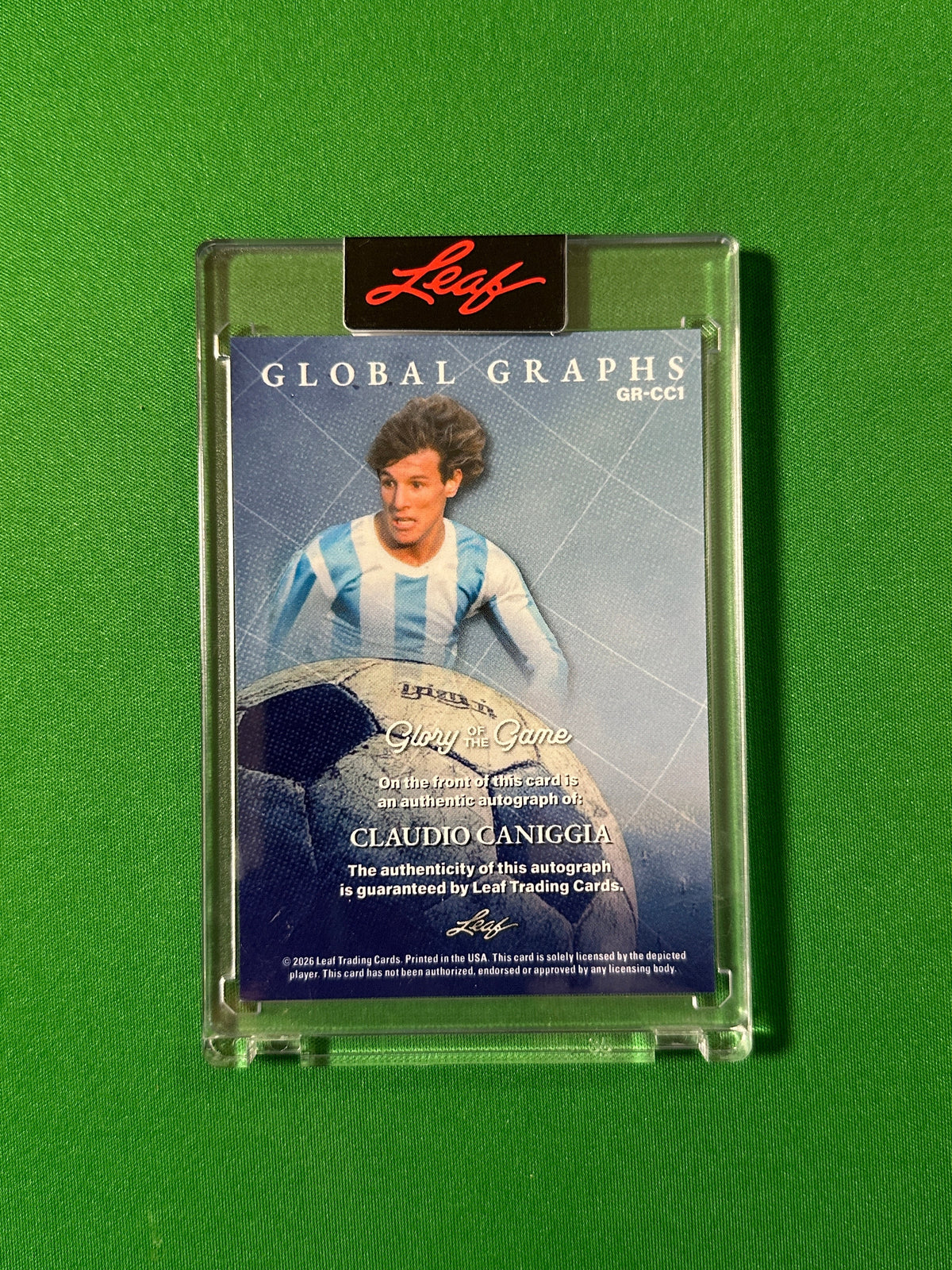 Claudio Caniggia Autograph 10/15 Argentina Leaf Glory of the Game 2026 football card back