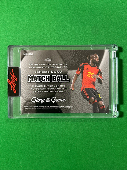 Jérémy Doku Autograph 1/10 Belgium Leaf Glory of the Game 2026 football card back