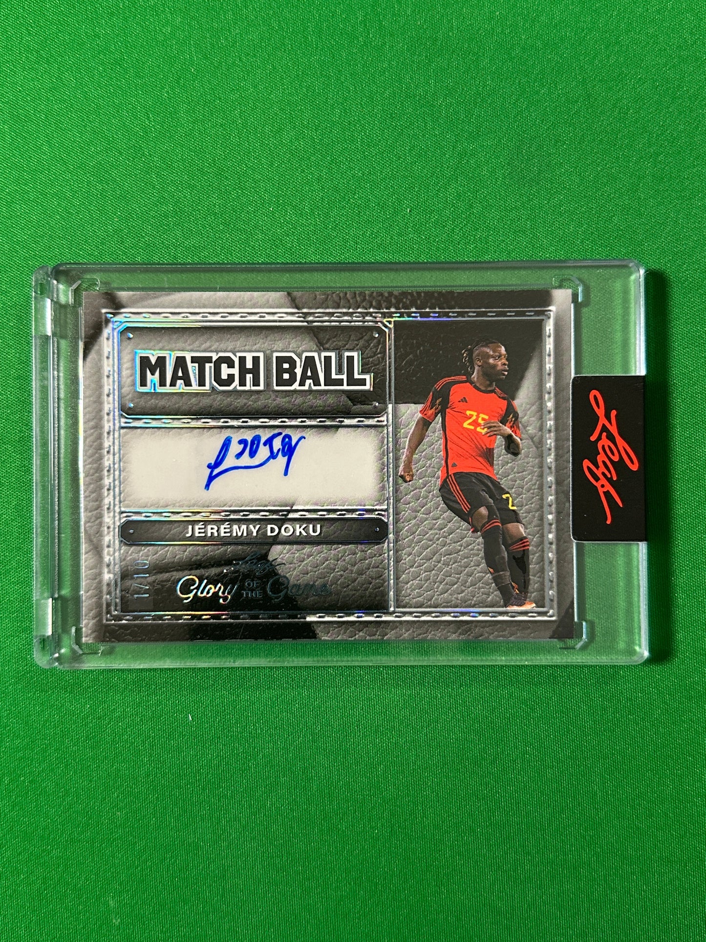 Jérémy Doku Autograph 1/3 Belgium Leaf Glory of the Game 2026 football card Front