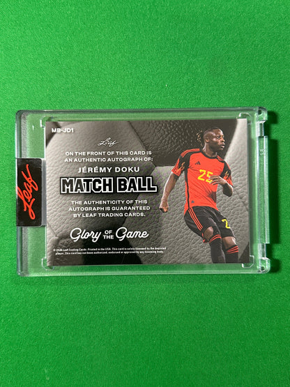 Jérémy Doku Autograph 1/3 Belgium Leaf Glory of the Game 2026 football card back