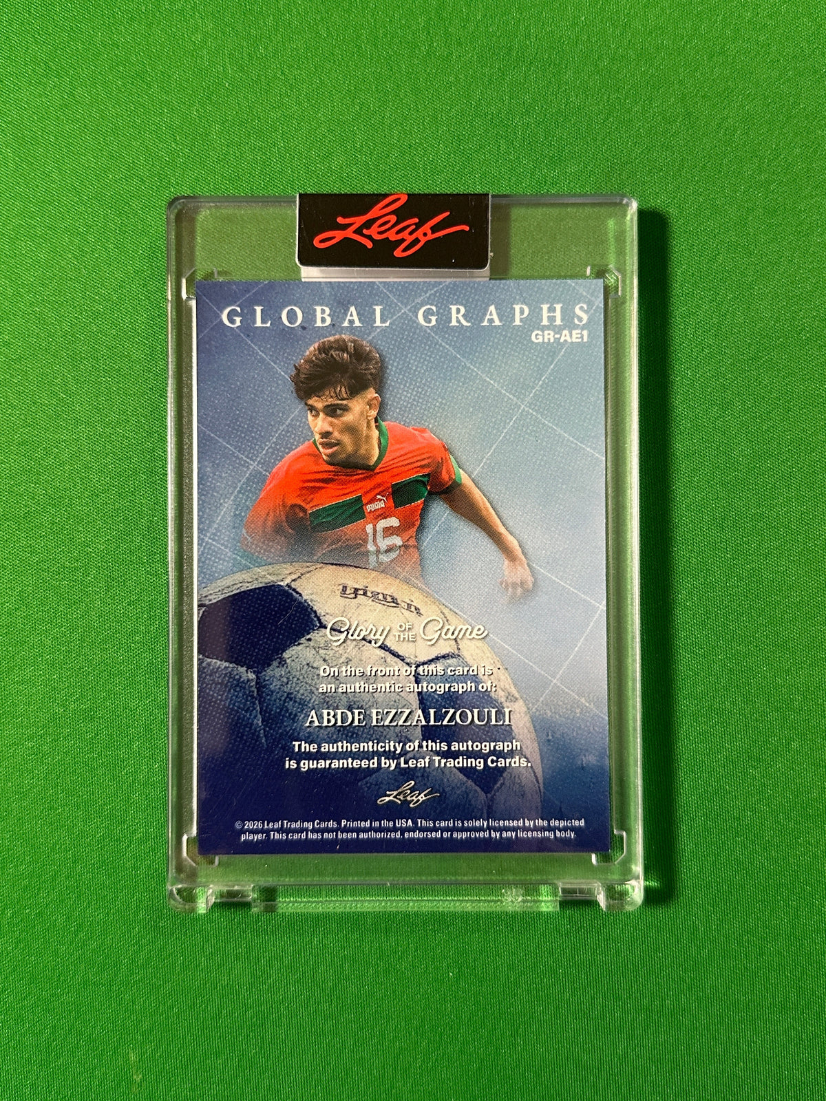 Abde Ezzalzouli Autograph 6/25 Morocco Leaf Glory of the Game 2026 football card back