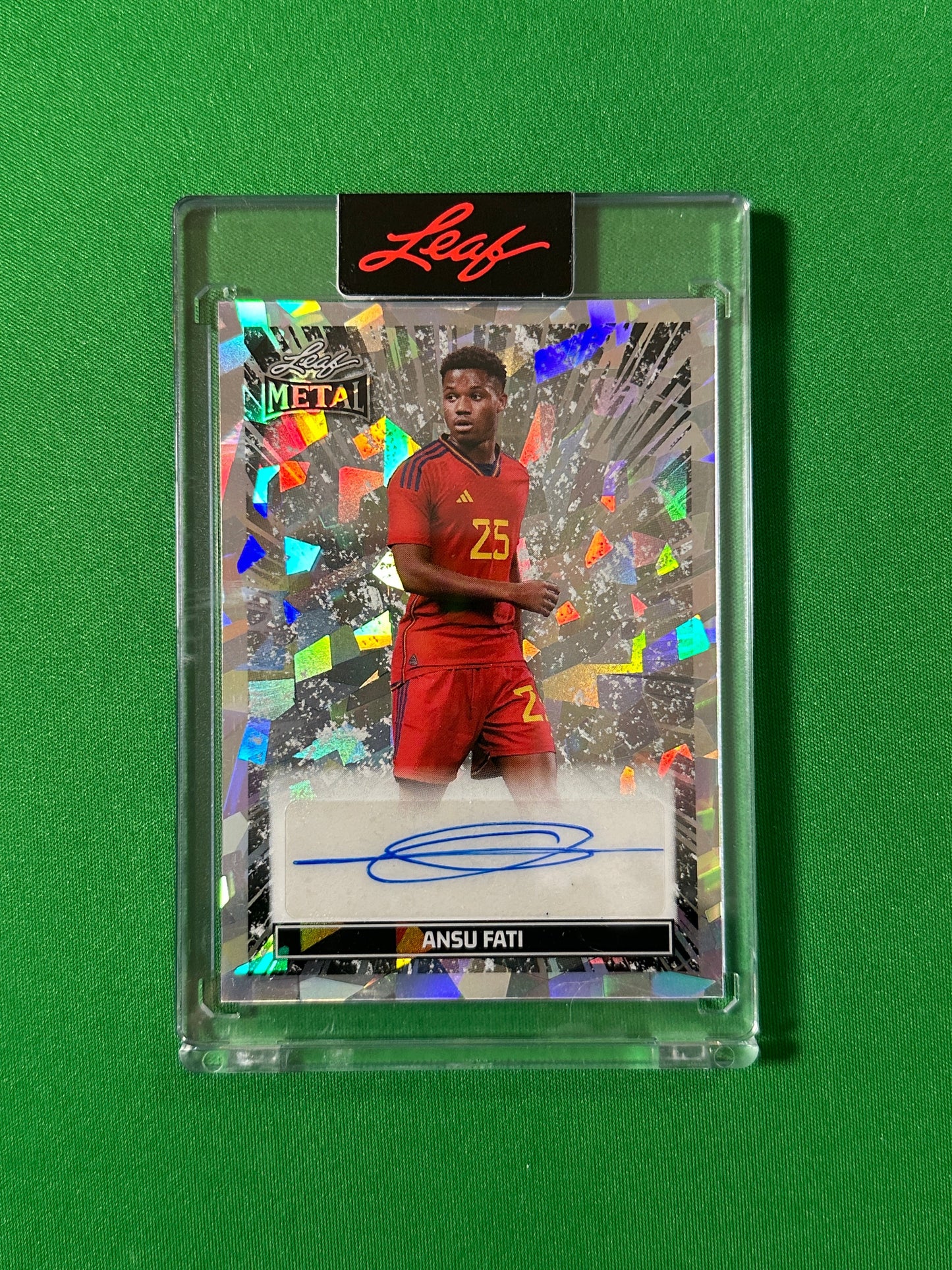 Ansu Fati Autograph 1/10 Spain Leaf Glory of the Game 2026 football card Front