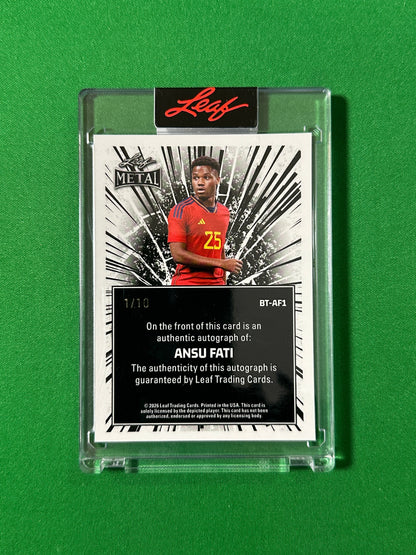Ansu Fati Autograph 1/10 Spain Leaf Glory of the Game 2026 football card back