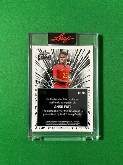 Ansu Fati Autograph 2/3 Spain Leaf Glory of the Game 2026 football card back