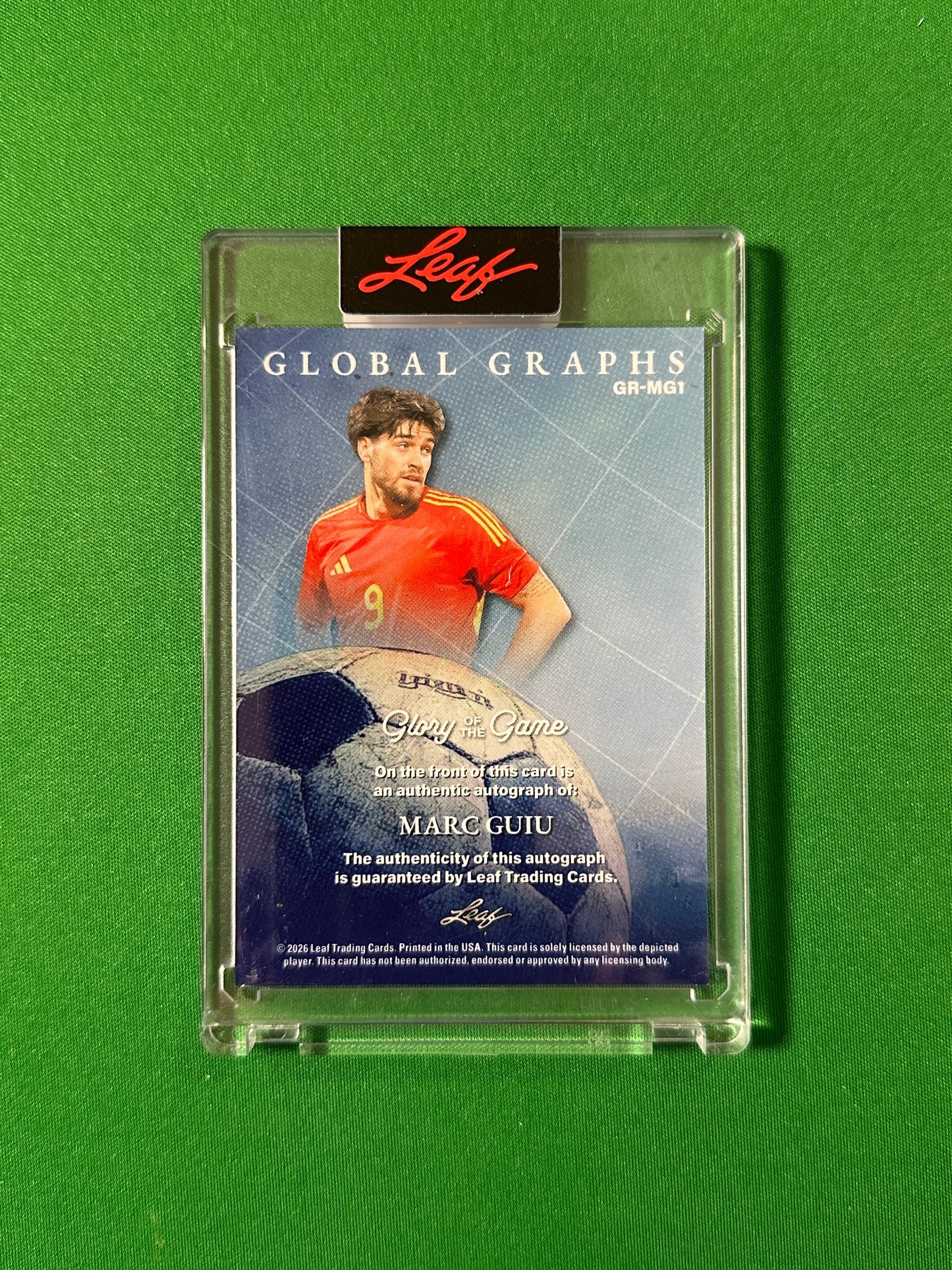 Marc Guiu Autograph 1/6 Spain Leaf Glory of the Game 2026 football card back