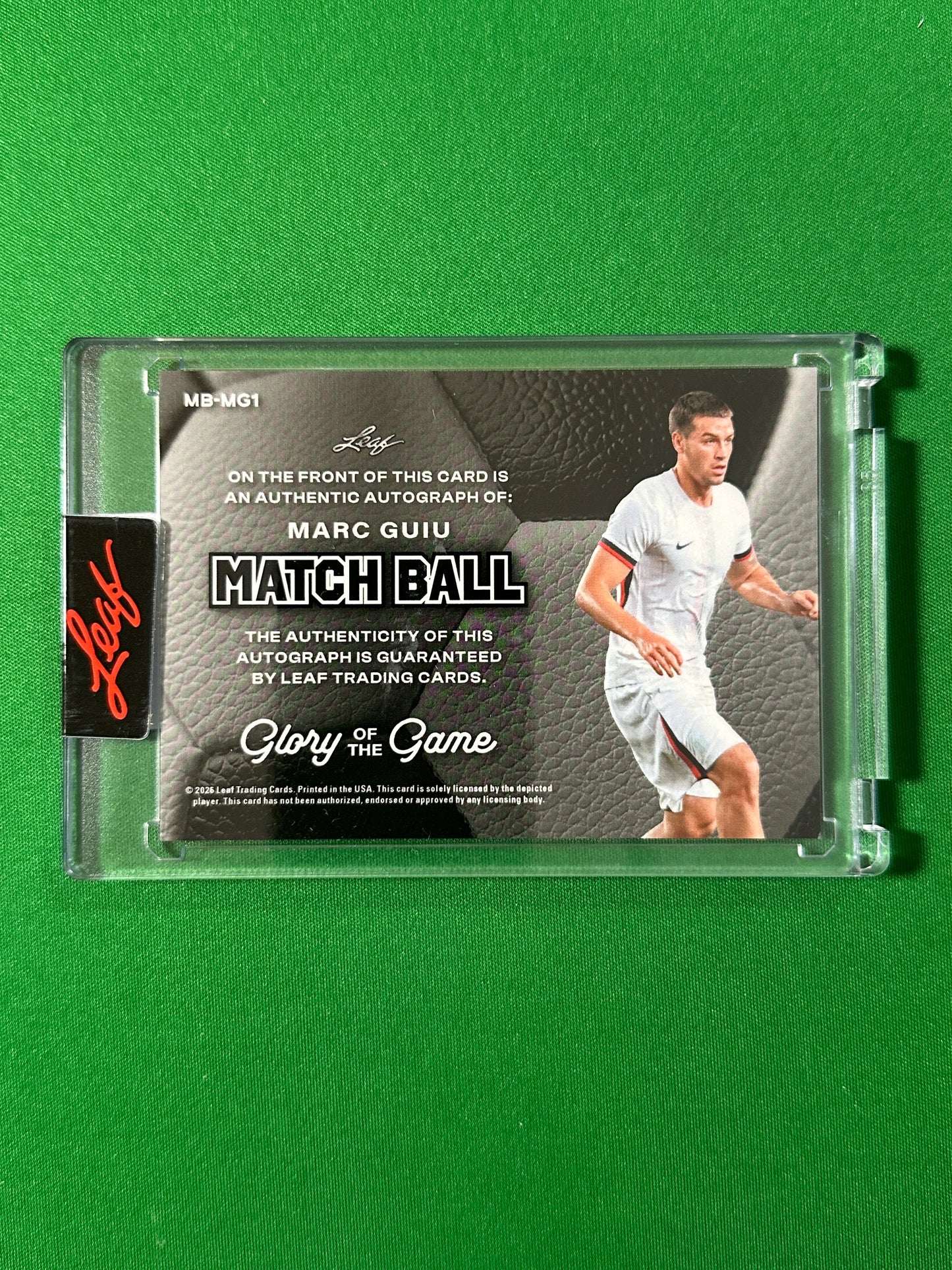 Marc Guiu Autograph 5/25 Chelsea F.C. Leaf Glory of the Game 2026 football card back
