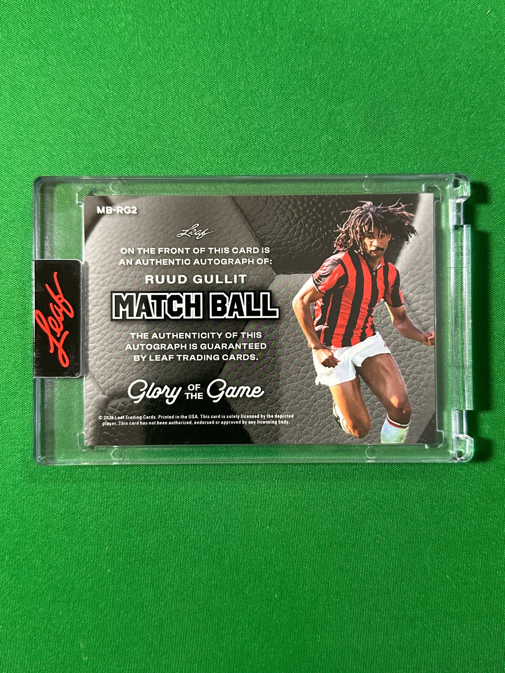 Ruud Gullit Autograph 5/7 AC Milan Leaf Glory of the Game 2026 football card back