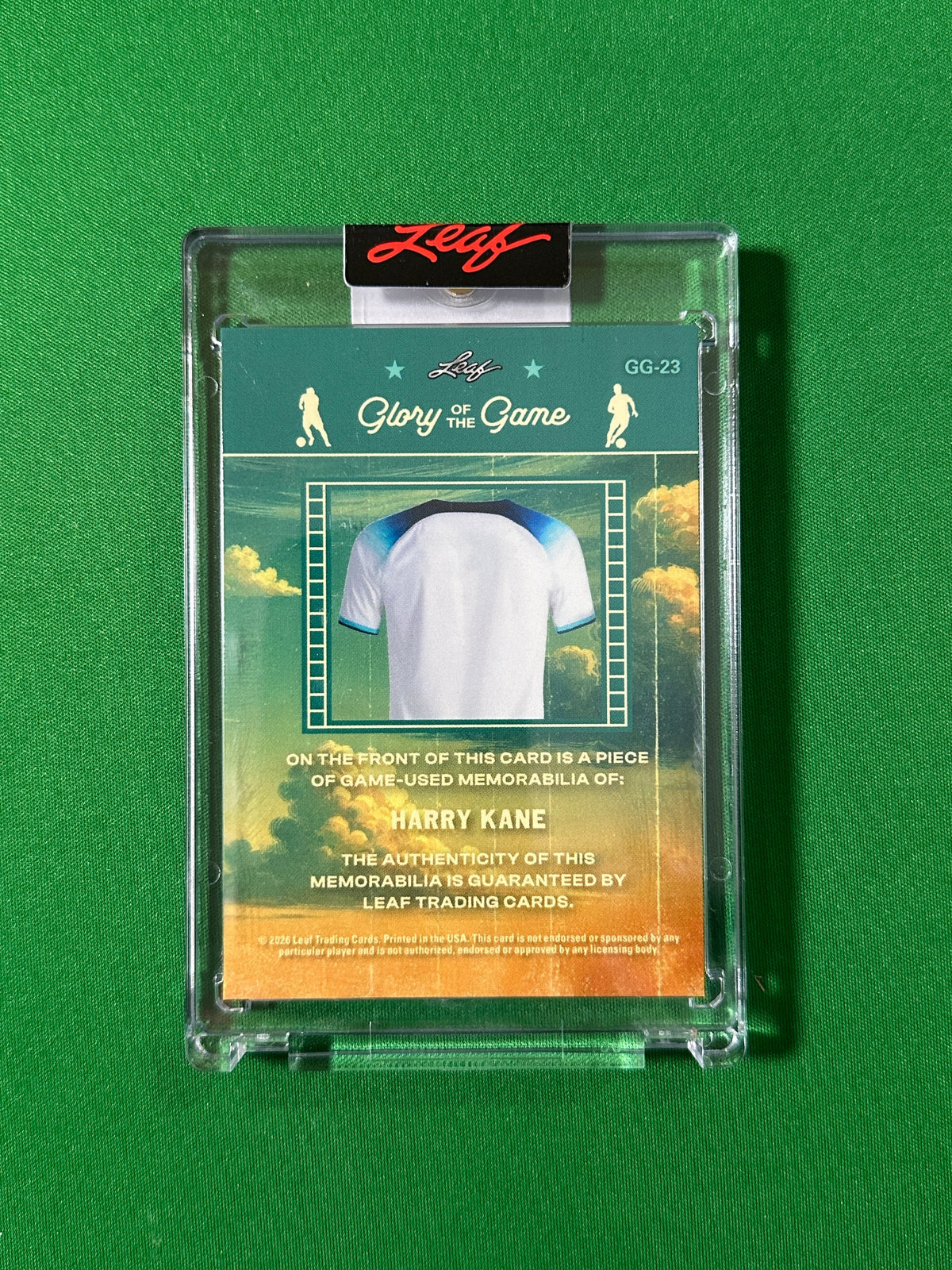 Harry Kane Relic 9/10 England Leaf Glory of the Game 2026 football card back