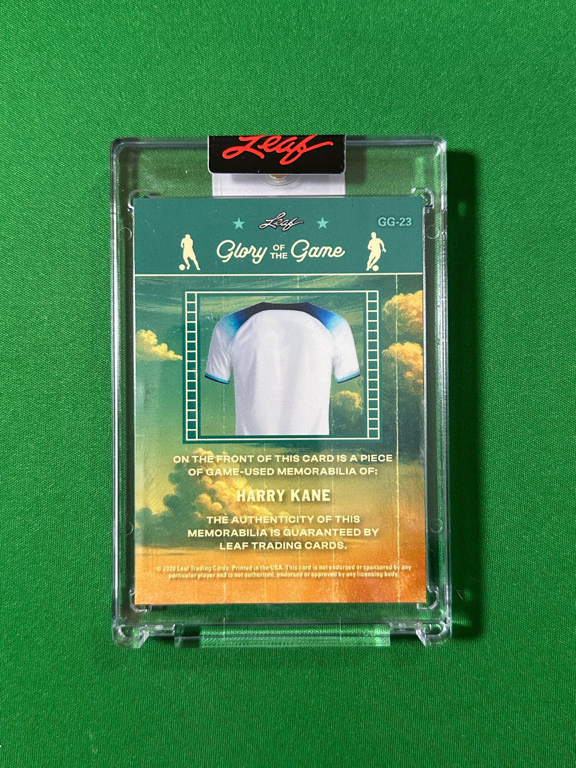 Harry Kane Relic 9/10 England Leaf Glory of the Game 2026 football card back
