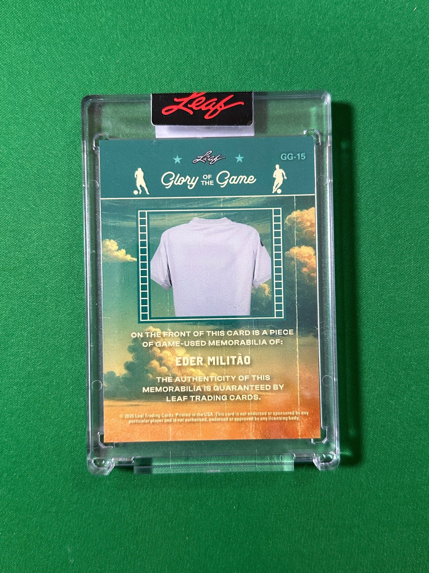 Éder Militão Relic 3/20 Real Madrid C.F. Leaf Glory of the Game 2026 football card back