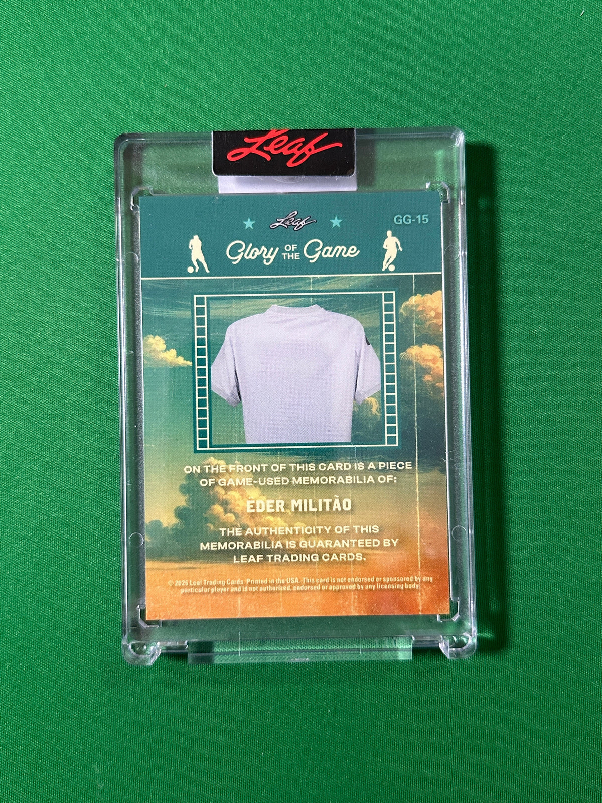 Éder Militão Relic 3/20 Real Madrid C.F. Leaf Glory of the Game 2026 football card back