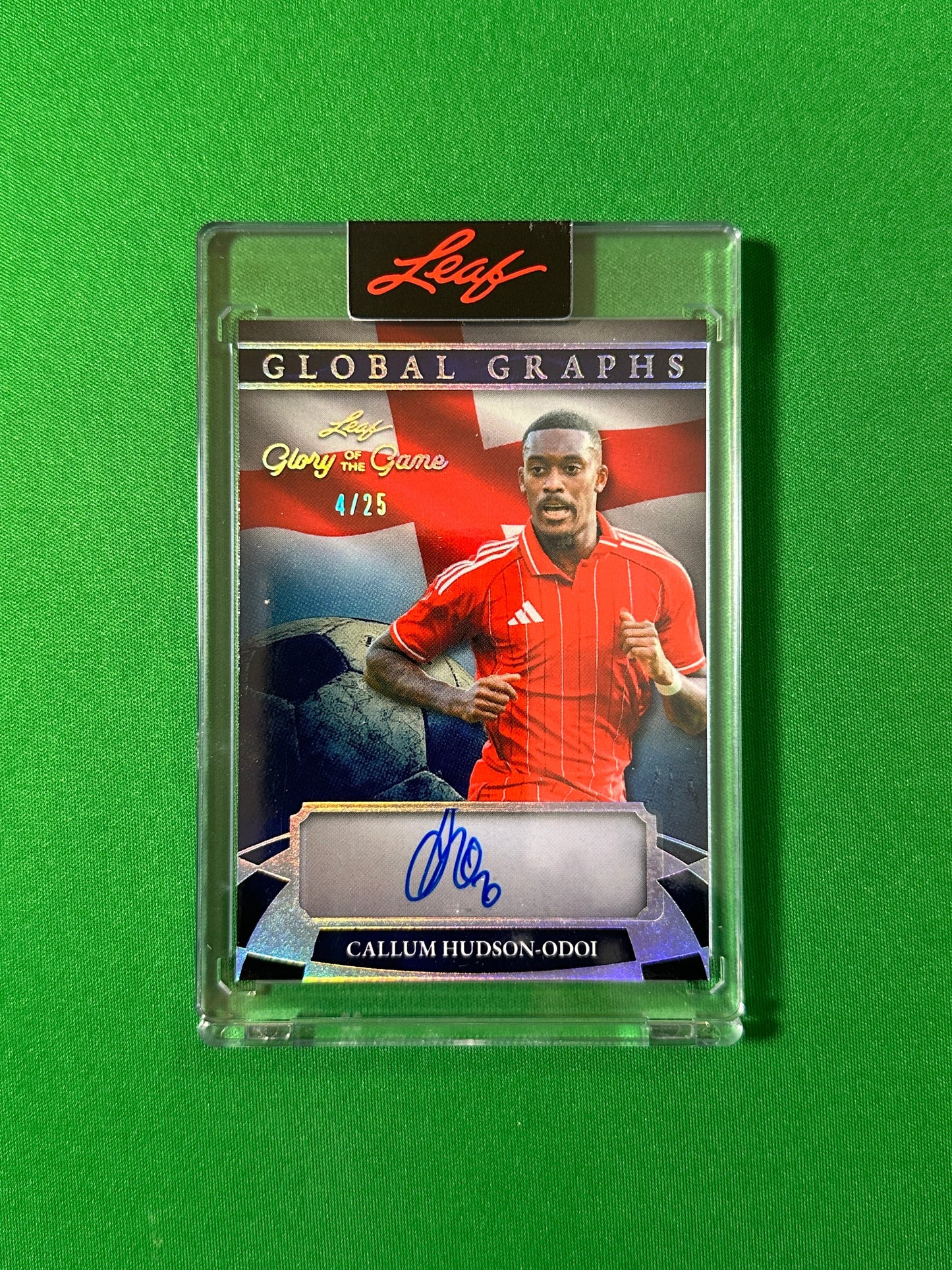 Callum Hudson-Odoi Autograph 4/25 Nottingham Forest Leaf Glory of the Game 2026 football card Front
