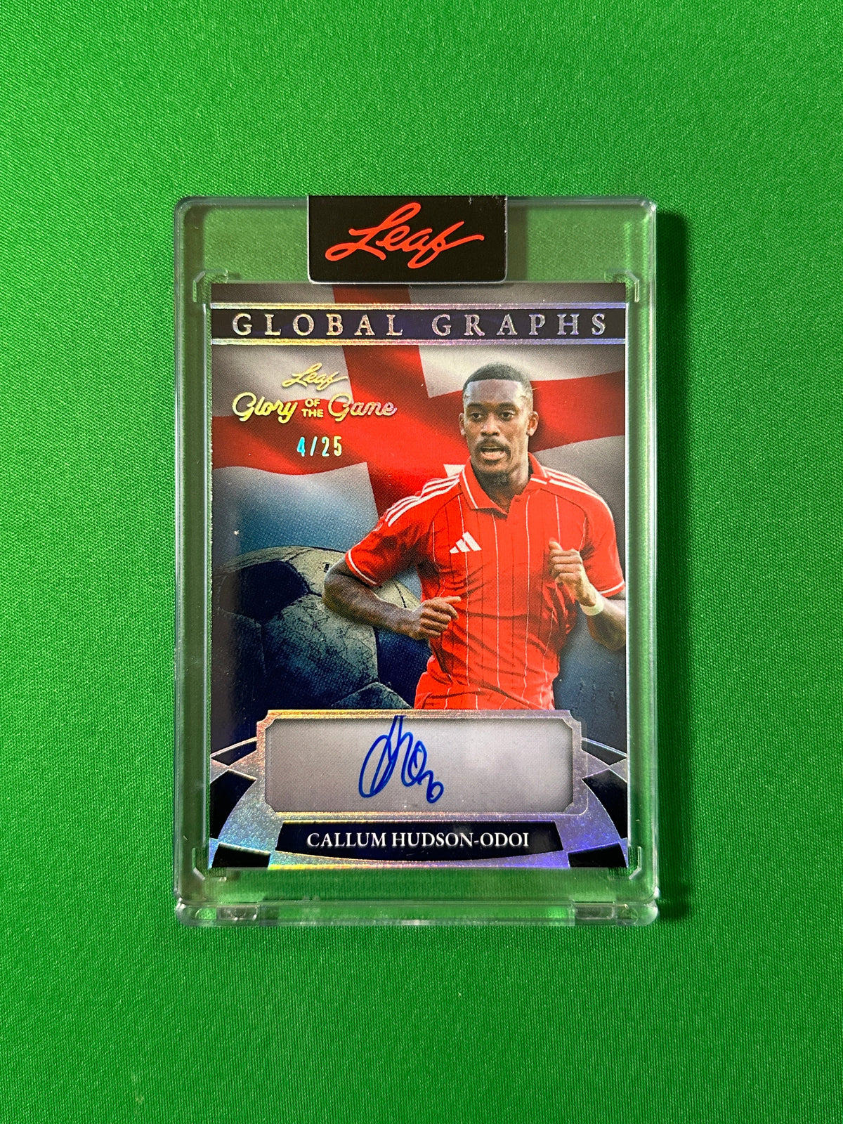 Callum Hudson-Odoi Autograph 4/25 Nottingham Forest Leaf Glory of the Game 2026 football card Front