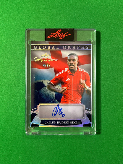 Callum Hudson-Odoi Autograph 4/25 Nottingham Forest Leaf Glory of the Game 2026 football card Front